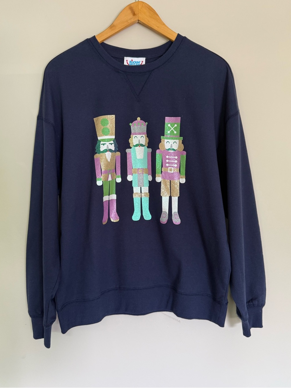 Rockin' Around Holiday Pullover
Crewneck Glitter Peacoat Nutcracker
Sweater Sz S